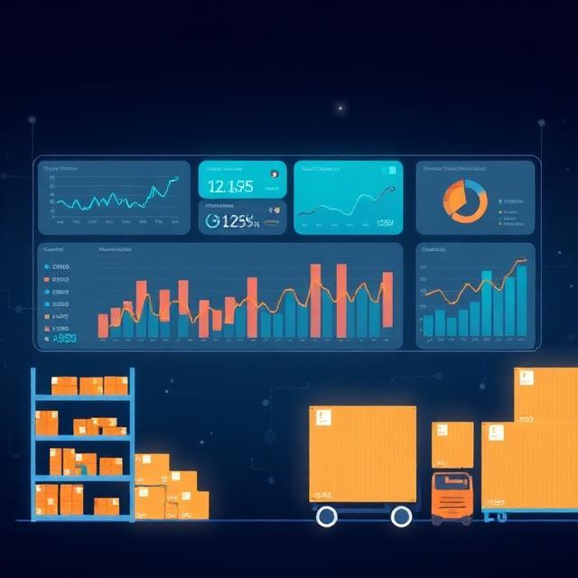 Inventory forecasting and AI-powered logistics dashboard illustration