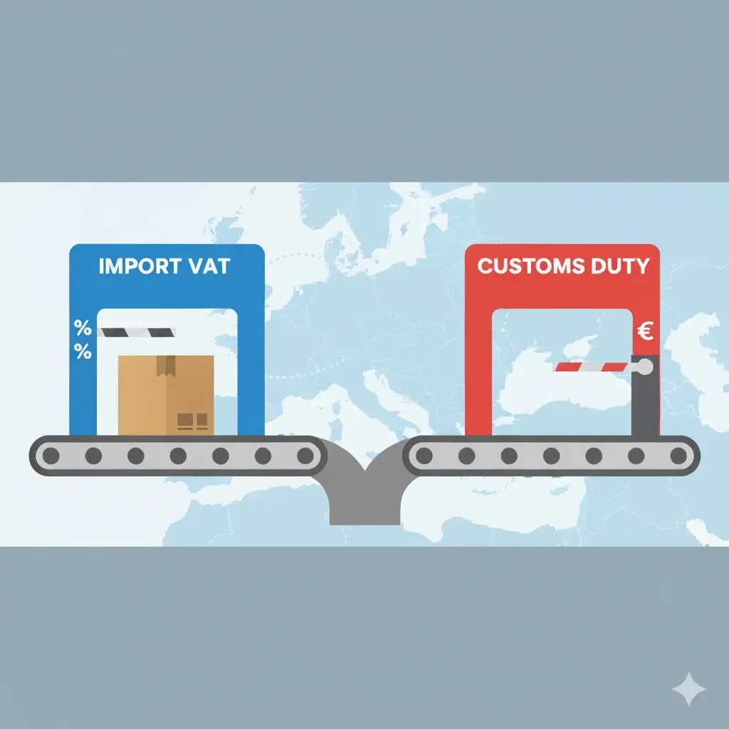 difference between import VAT and customs duty